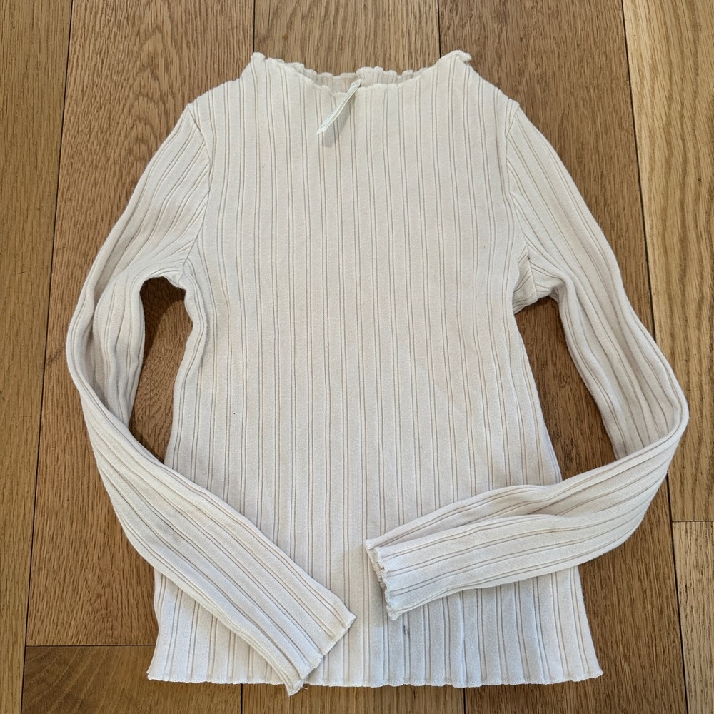 Rylee + Cru Girls Cream Ribbed Long Sleeve Top